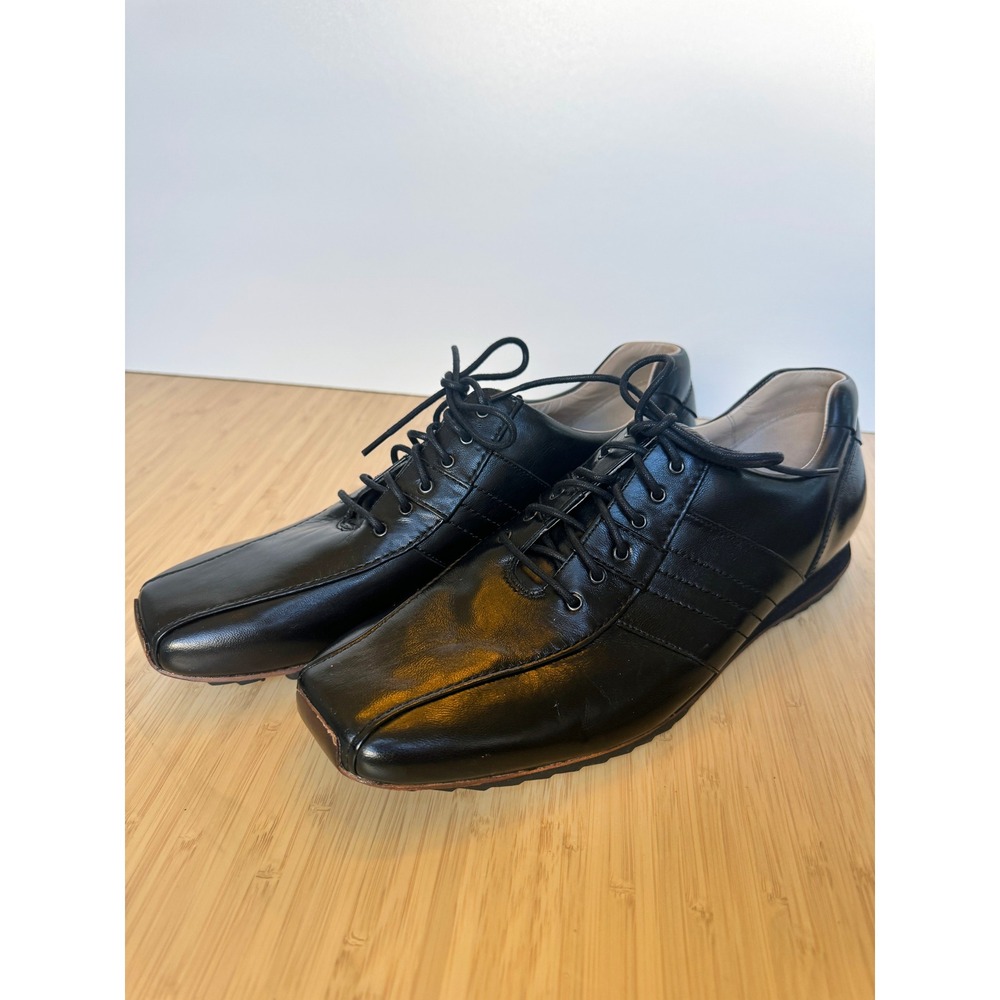 iTravel Men's Black Leather Square Toe Lace Up Dress Shoes Size 12 US